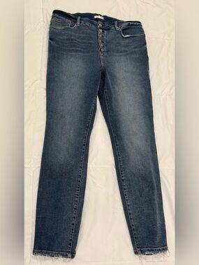 Good American Good Leg Skinny Jeans Size 16 Button Fly Raw Hem GLEB873T